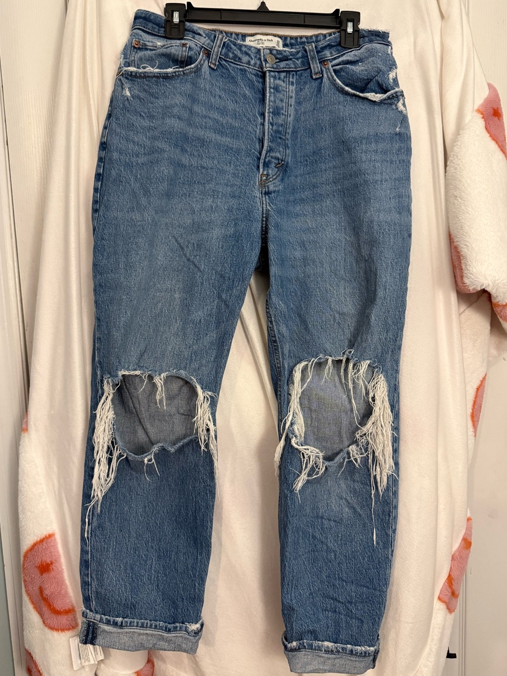 Abercrombie & Fitch Distressed Boyfriend Jeans in Blue